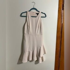 Banana Republic PRINT RUFFLE-HEM SHEATH DRESS off white dot print